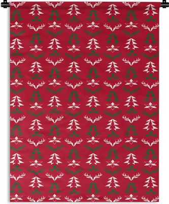 Produktbild von MuchoWow® Wandteppich Wandbehang Hirsche - Muster - Weihnachten 120x160 cm Tapisserie Dekoration Wandtuch - Wohnzimmer - Moderne