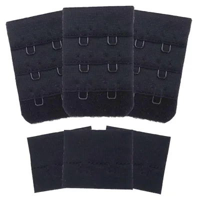 3 Paar BH-Verschluss 32 mm 2 Reihen zum annähen Dessous BH Zubehör Sparpaket schwarz
