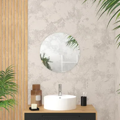 Runder Badspiegel 50 cm, Glas, silber, Wandmontage