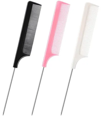 Produktbild von Haarkamm Friseurkamm Antistatischer Haarkamm - 3 Stück - Feine Zinken - Edelstahlgriff - Für Friseur und Styling