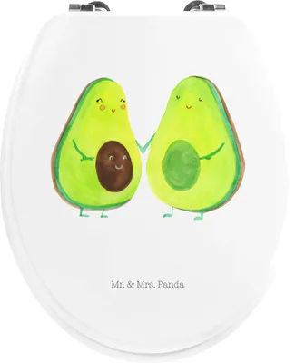 Produktbild von Mr. & Mrs. Panda Toilettendeckel Avocado Pärchen - Weiß - Geschenk, klo deckel, WC, Holz Klobrille, Liebe, Brille, Familie, Kinder, Veggie, Klodeckel