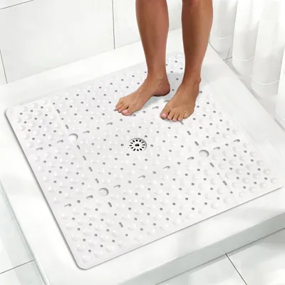 Immagine prodotto di Tappetino antiscivolo per doccia, 70x70 cm, in TPE, bianco, antibatterico e resistente alla muffa