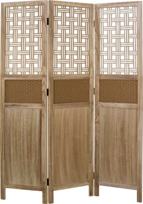 Image de 3 Pliez paravent bois chambre diviseur écran partition naturell confidentialité