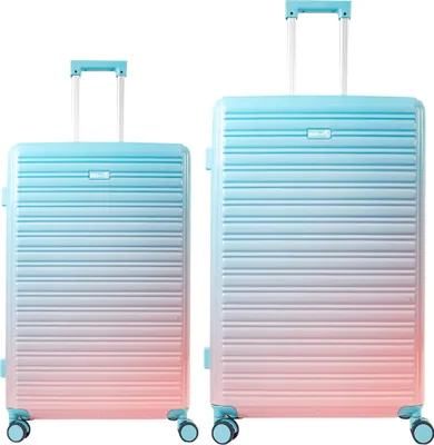 Two suitcases of different sizes are shown side-by-side against a white background.