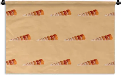 Produktbild von MuchoWow® Wandteppich Wandbehang Muscheln - Muster - Orange 120x80 cm Tapisserie Dekoration Wandtuch - Wanddekorationen - Wandtücher