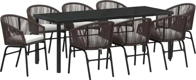 Produktbild von vidaXL Garten Essgruppe 9 stk. Braun Pulverbeschichteter Stahl