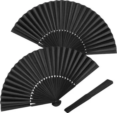 Produktbild von Handgeklapte Stofflüfter Vintage Retro - 2er Set - Schwarz - 40 cm
