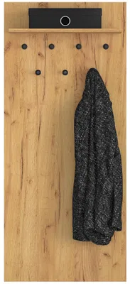 Image de Homebook Vasco - Meuble de rangement pour l'entrée avec étagère et 7 crochets, imitation bois chêne, 60 cm