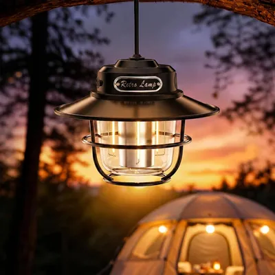 Immagine prodotto di Lampada da campeggio portatile a LED, ricaricabile, ideale per l'uso all'aperto e come luce di emergenza per tende