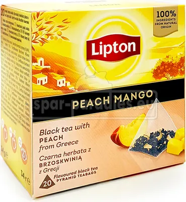 Immagine prodotto di Tè nero Lipton Pesca Mango, confezione da 20 pezzi