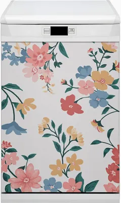 Produktbild von Küche Magnet für Spülmaschine  Abwaschbar 45x80 cm Geschirrspüle  - Farbenfrohe Blumen