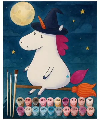 Produktbild von Mr. & Mrs. Panda DIY Malen nach Zahlen Einhorn Hexe Design 40 x 50 cm Mit Rahmen - Weiß - Geschenk, Engel, set, Frau, Einhörner, malset, Teufel, Freundin, Bild, Unicorn