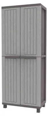 Produktbild von Jwood 368, Besenschrank mit zwei Türen in Holz-Optik, Innenregal mit 4 Einlegeböden, für Innen- und Außenbereich - 68x37,5x170 cm