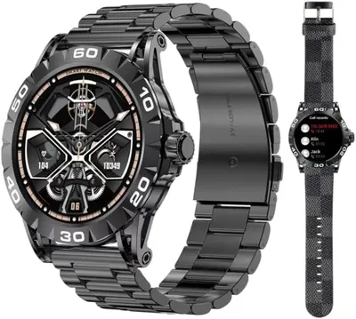 Produktbild von Smartwatch Herren mit Telefonfunktion 2026 schwarz rund mit Blutdruckmessung für Android & Apple Geräte wasserdicht mit Armbandwechsel metallarmband