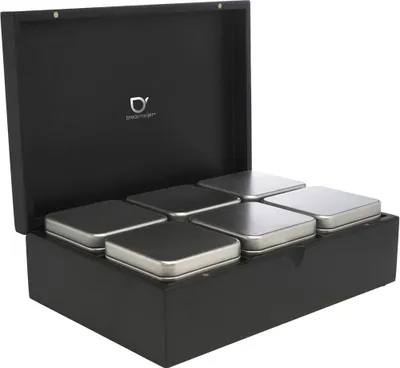 Produktbild von Bredemeijer Teebox schwarz mit 6 Teedosen 184009