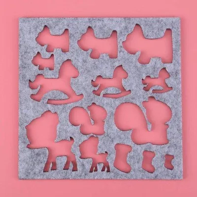 Image de Kit de motifs à broder sur tissu - 7 motifs - 16 x 16 cm - Gris et blanc
