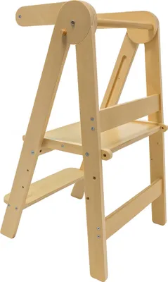 Produktbild von Montessori Lernturm klappbar aus Birkenholz, 3-fach höhenverstellbar