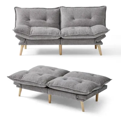 Zdjęcie produktu dla LINSY HOME, rozkładana sofa dwuosobowa, jasnoszara