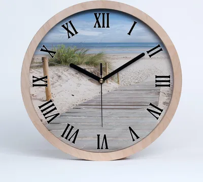 Produktbild von Holzuhr 30fi cm wanduhr - schwarze Spitzen - Strand