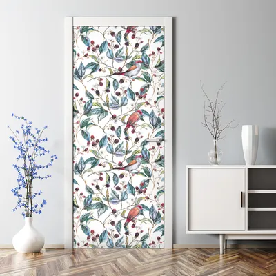 Produktbild von Dekorative Türaufkleber selbstklebend Klebefolie Türtapete Türfolie Vintage Vögel 85 x 200 cm