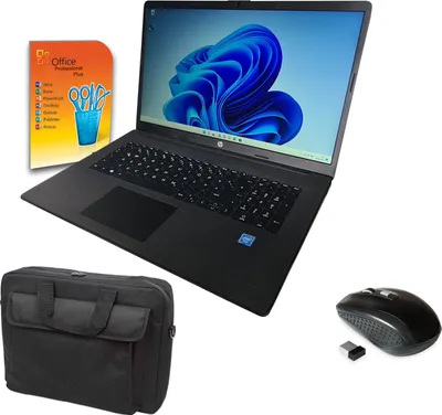 Produktbild von HP 17 Zoll Laptop Intel 4 x 2,8Ghz  16GB DDR4 1000GB SSD Win 11 Pro + MS Office 2021 +Tasche+ Maus  / black