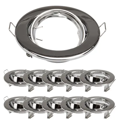 Produktbild von 10x Einbaurahmen MR16 SET Chrom-Metall 6101-A-C Ø65 mm IP20