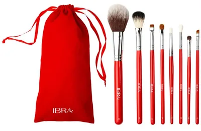 Immagine prodotto di Set di 8 pennelli per il trucco rossi IBRA Makeup