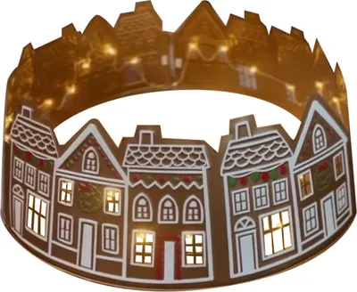 Produktbild von Weihnachtsbaumkragen, Lebkuchenhaus-Baumrockkragen mit LED-Lichtern, Weihnachtsbaumfußabdeckung für festliche Heimdekoration