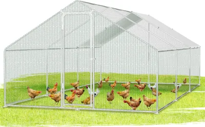 Immagine prodotto di Pollaio Aopunly pollaio tetto pollame casa piccoli animali stalle ruspanti recinto con porta con serratura, 3 x 6 x 2 m