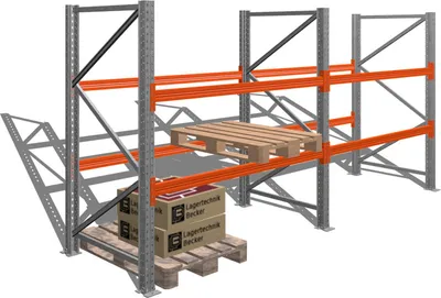 Produktbild von BECKER Palettenregal ARPA 2.000 x 4.000 x 1.100 mm (HxBxT), Fachlast 2000kg, 2 Felder, Schwerlastregal für 12 Paletten