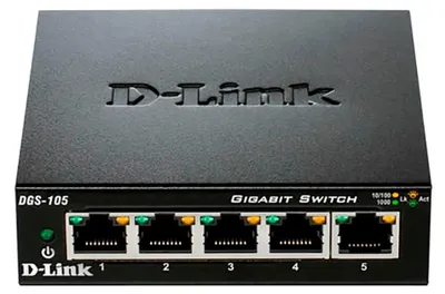 Produktbild von D-Link DGS-105, Unmanaged, L2, Gigabit Ethernet (10/100/1000), Vollduplex, Desktop