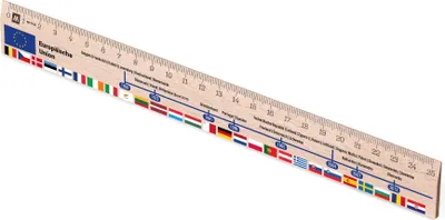 Produktbild von Metrie, Didakt-M07 Holzlineal, bedrucktes EU-Länder, 25 cm
