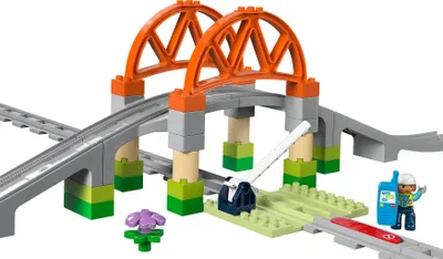 Produktbild von LEGO DUPLO Town Eisenbahnbrücke und Schienen – Erweiterungsset, Geschenk für Kleinkinder ab 2 Jahren, Set zum Bauen und Umbauen, entwicklungsförderndes Spielset für Vorschulkinder, Lernspielzeug 10426