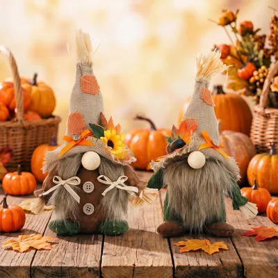 Immagine prodotto di Set di 2 gnomi decorativi in peluche a tema autunnale