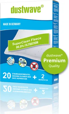 A product package for vacuum cleaner bags and filters.