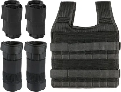 Image de Gilet lesté - Gilet d'entraînement - Entraînement de force - Poids réglable - 35 kg - Noir