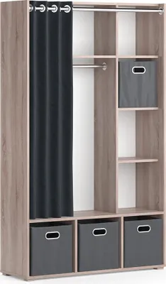 Produktbild von Kleiderschrank Vicco Luigi Sonoma 38 x 178.1 cm Mit Faltboxen (grau), Model 40725