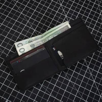 Produktbild von Belveder Herren Geldbörse aus echtem Leder, schlanke Brieftasche, Kartenfächer, Schwarz, minimalistisches Design, Modell BW05