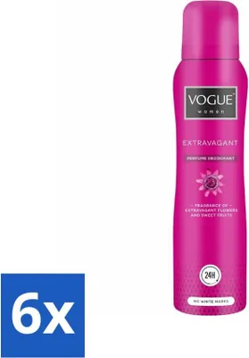 Imagen del producto de Vogue Women - Extravagant - Desodorante perfumado - 150 ml - Paquete económico - 6 unidades
