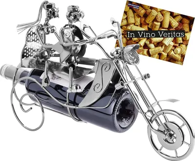 Immagine prodotto di BRUBAKER portabottiglie coppia in moto scultura in metallo regalo con carta regalo