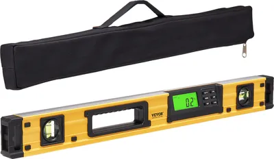 Immagine prodotto di VEVOR Inclinometro digitale Livella a bolla d'aria in alluminio con schermo LCD Lunghezza 600 mm 3 fiale Campo di misura da 0-360°(4x90°) Precisione 0,5 mm/m Funzione di registrazione e mantenimento in memoria