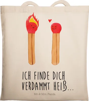 Produktbild von Mr. & Mrs. Panda Tote Bag Streichhölzer - Transparent - Geschenk, Beutel, Laptoptasche, Freundin, Tragetasche, Liebesbeweis, Jutebeutel, Tasche, Liebesgeschenk