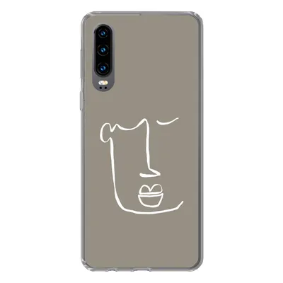 Produktbild von MuchoWow® Handyhülle Schutzhülle Hülle für Huawei P30 Lippen - Abstrakt - Strichzeichnung Silikon Softcase Handy Hülle - Kartenbesitzer