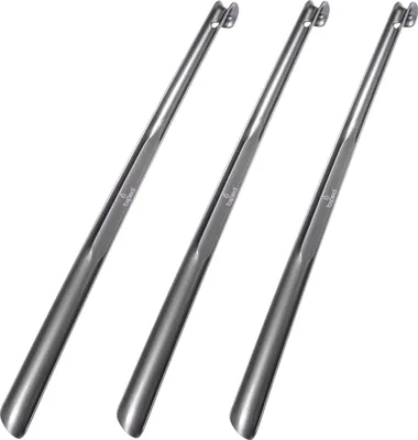 Produktbild von biped 3er Set Kunststoff Schuhlöffel 65 cm mit Haken z1557 (metallic-anthrazit)