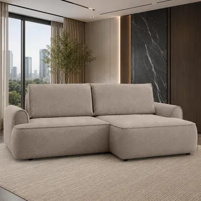 Produktbild von Ecksofa 250 cm mit Schlaffunktion & Bettkasten – Strukturstoff