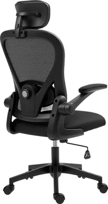 Obrázek produktu pro Kancelářská židle – Židle k psacímu stolu – Ergonomická – Síťované opěradlo – Nastavitelná opěrka hlavy – Bederní opěrka – Výškově nastavitelná – Otočná o 360° – Černá