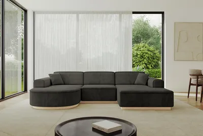 Produktbild von ALTDECOR Ecksofa in U-Form  ARRIO-U1 - 303x171x83 cm Schwarz -  Corner Sofa Bett Eckcouch Couch L-Form Wohnlandschaft Cauchsofa