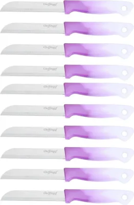Immagine prodotto di 10 pezzi Coltello da cucina 18 cm con manico ergonomico - versatile e facile da pulire, viola