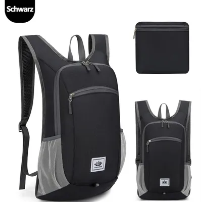 Produktbild von MODFU Kleiner Rucksack Faltbarer Leichter Wanderrucksack Damen Herren Schwarz