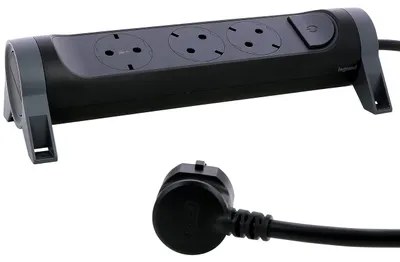 Immagine prodotto di Presa girevole Legrand 3x presa di corrente, cavo da 1,5 m nero 694528
